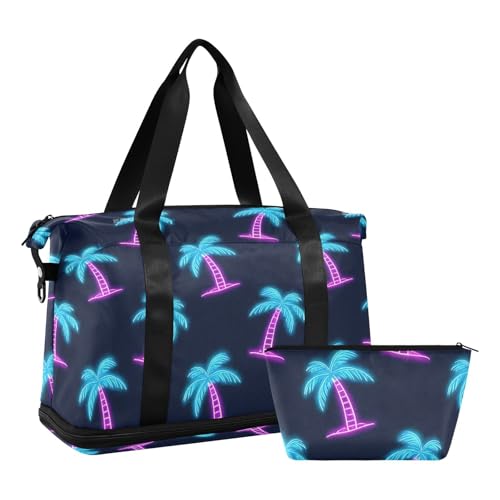 Bolsa grande de deporte para hombres y mujeres con diseño de cocos fluorescentes y gran capacidad