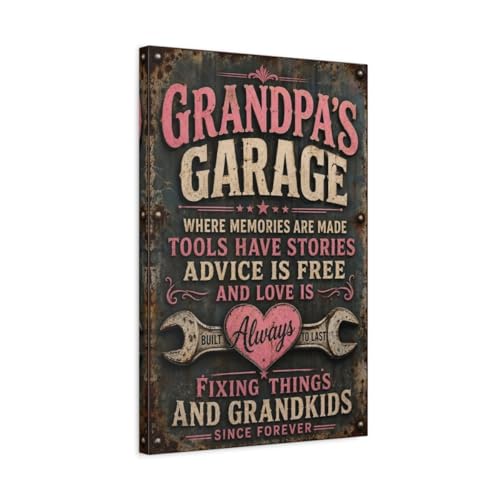 Cadre Toile Garage Papy pour Habiller un Grand Mur Vide Retro