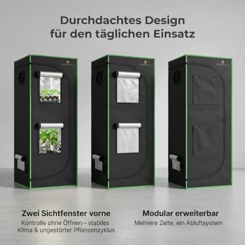 Lospitch Growzelt, Growbox|Grow Tent|Grow Schrank|Zuchtzelt|Lichtdicht und Wasserdicht Pflanzenzelt|Gewächshaus für Homegrowing|600D Oxford, 120x60x180cm, Schwarz Grün 5 Lospitch Growzelt, Growbox|Grow Tent|Grow Schrank|Zuchtzelt|Lichtdicht und Wasserdicht Pflanzenzelt|Gewächshaus für Homegrowing|600D Oxford, 120x60x180cm, Schwarz Grün – Bild 5