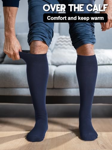 Shihanee 12 Pairs Knee High Socks - Warm, Thick, Long, Dress, Casual, Winter Over the Calf Socks for Men 6