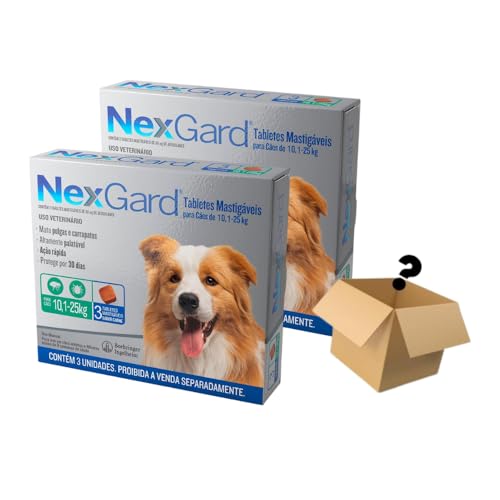 Kit 2 Un Nexgard Antipulgas Cães 10,1 A 25kg C/ 3 + Brinde