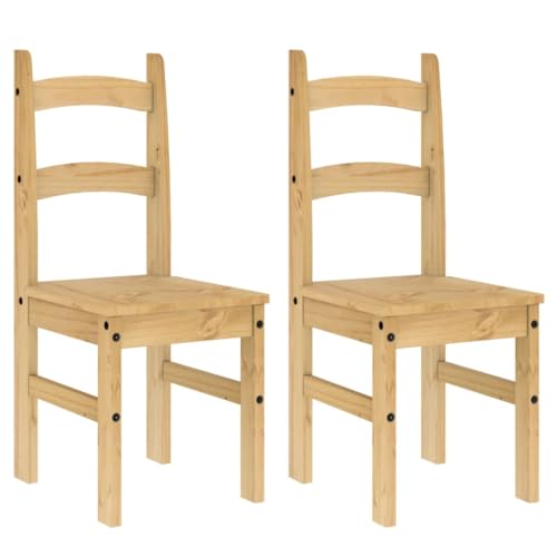 vidaXL Lot de 2 Chaises à Manger, Sièges à Dîner, Chaises de Repas, Meubles de Salle de Séjour Cuisine Maison Intérieur, Bois Massif de Pin