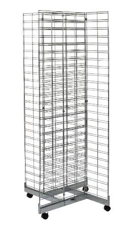 SSWBasics Chrome 4-Way Slat Grid Tower with Base and Casters
