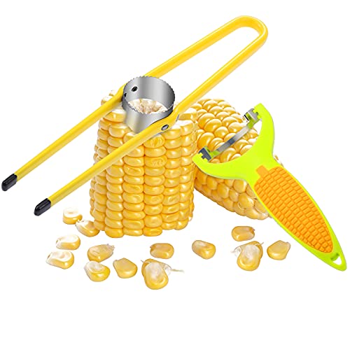 2 Pieces Stainless Steel Corn Stripper Corn Peeler With Non Slip Handle Corn Cutter Manual Corn Zipper Corn Cob Remover For Corn Stripping Removing Kernels From Corn Home Kitchen Tools, 2 Styles #TOP6