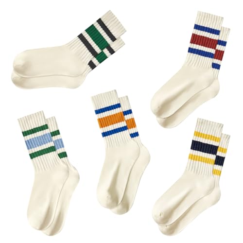 Century Star Striped Novelty Socks For Women Retro Vintage Casual Crew Sporty Calf Cotton Women