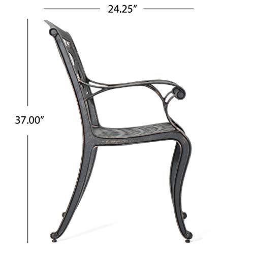 Christopher Knight Home Austin Outdoor Cast Aluminum Dining Chairs, 2-Pcs Set, Shiny Copper #TOP3