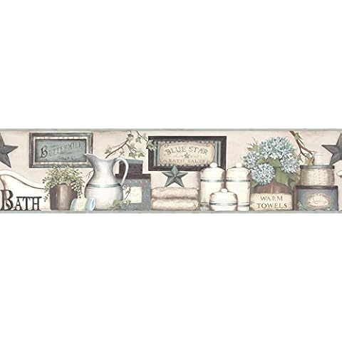 Chesapeake Country Bath Aqua Rustic Wallpaper Cover