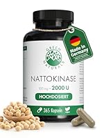 Nattokinase (20.000 FU/g) – Hochdosiert: 100 mg Nattokinase mit 2000 FU pro Kapsel – 365 Kapseln (1 Jahres-Vorrat) - Premiumqualität aus Deutschland – Green Naturals®