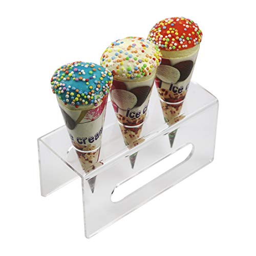 HMROVOOM Ice Cream Cone Holder,2 Packs 3 Holes Ice Cream Cone Holder Stand,Cotton Candy Cones Holder,Acrylic Cone Holder,Cone Holder Stand,Acrylic Ice Cream Cone Stand Holder