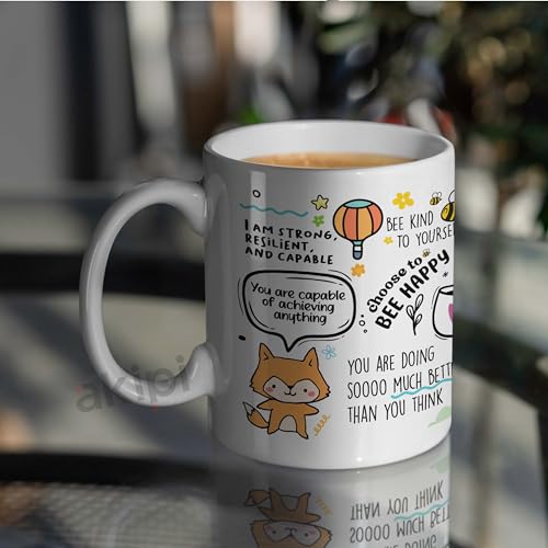 Image of Daily Affirmation & Motivation Mug Ceramic White Coffee Mug Collection, Gift for Positivity & Encouragement, 330ml, Microwave Safe, Set of 1 (Positivi-Tea)