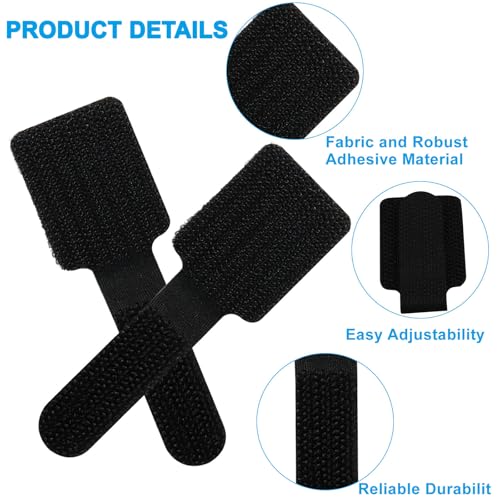 Hook and Loop Cable Ties, Black, 80PCS | Self Adhesive, Sticky-back, Adjustable Cord Holder, Desk & Office Organization miniatura 3