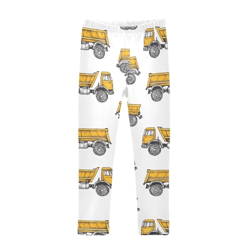 ZZKKO Girls Leggings Construction Trucks Toddler Girls Clothes Leggings for Girls Toddler Girls Leggings 3-4T