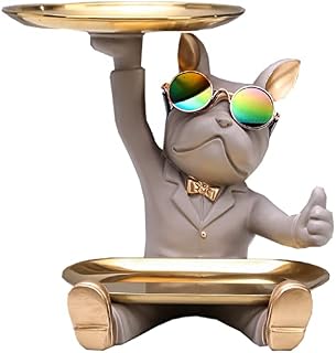 GTWBWRGY French Bulldog Sculpture Statue Table Decoration,Gray