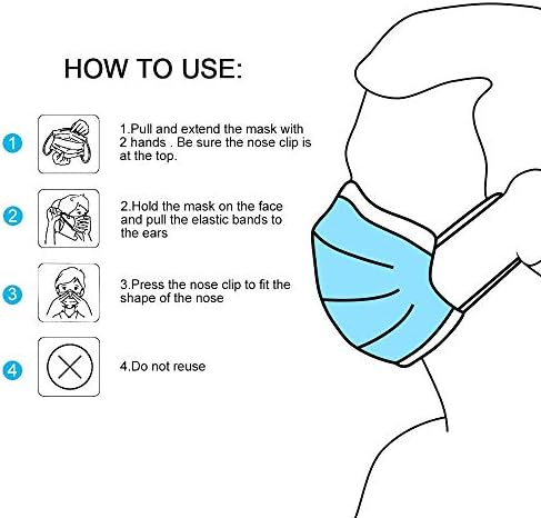 FACE MASK - 3PLY - 50Pcs -DISPOSABLE Nose & Mouth Cover with 3-Layer Material, Elastic Ear Loops & Comfortable Universal Design for Adults & Kids REQUISITE NEEDS