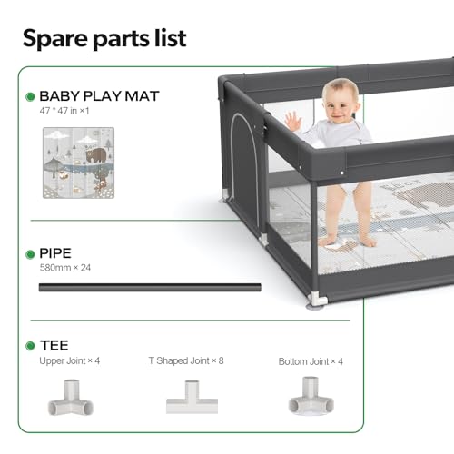 image for Fodoss Baby Playpen with Mat, Small Play Pen(47x47inch), for Babies an
