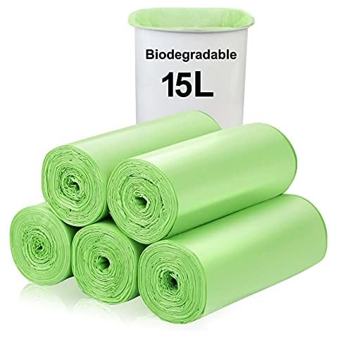 GUGELIVES Trash Bags Biodegradable,2.6 Gallon Recycling & Degradable Garbage Compostable Strong Rubbish Wastebasket Liners for Kitchen Bathroom Office Car(100 Counts,Green) Cover