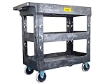 550lb Capacity Heavy Duty Plastic Utility Cart 34-1/2" L x 16-3/4" W with Handle 3 Shelves Pake Hand
