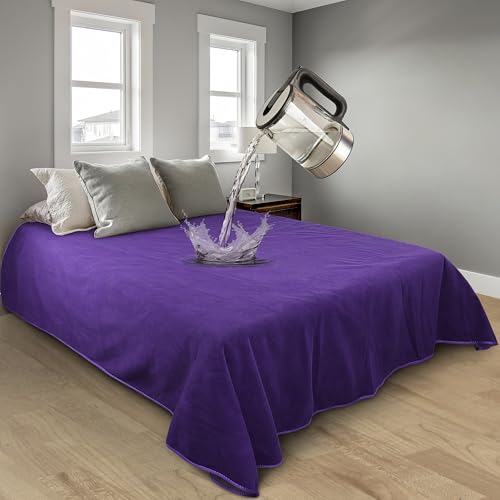 Catalonia Waterproof Blanket for Bed, Reversible Fleece Bed Sofa Cover, Washable Liquid Proof Furniture Protector - Thumbnail 3