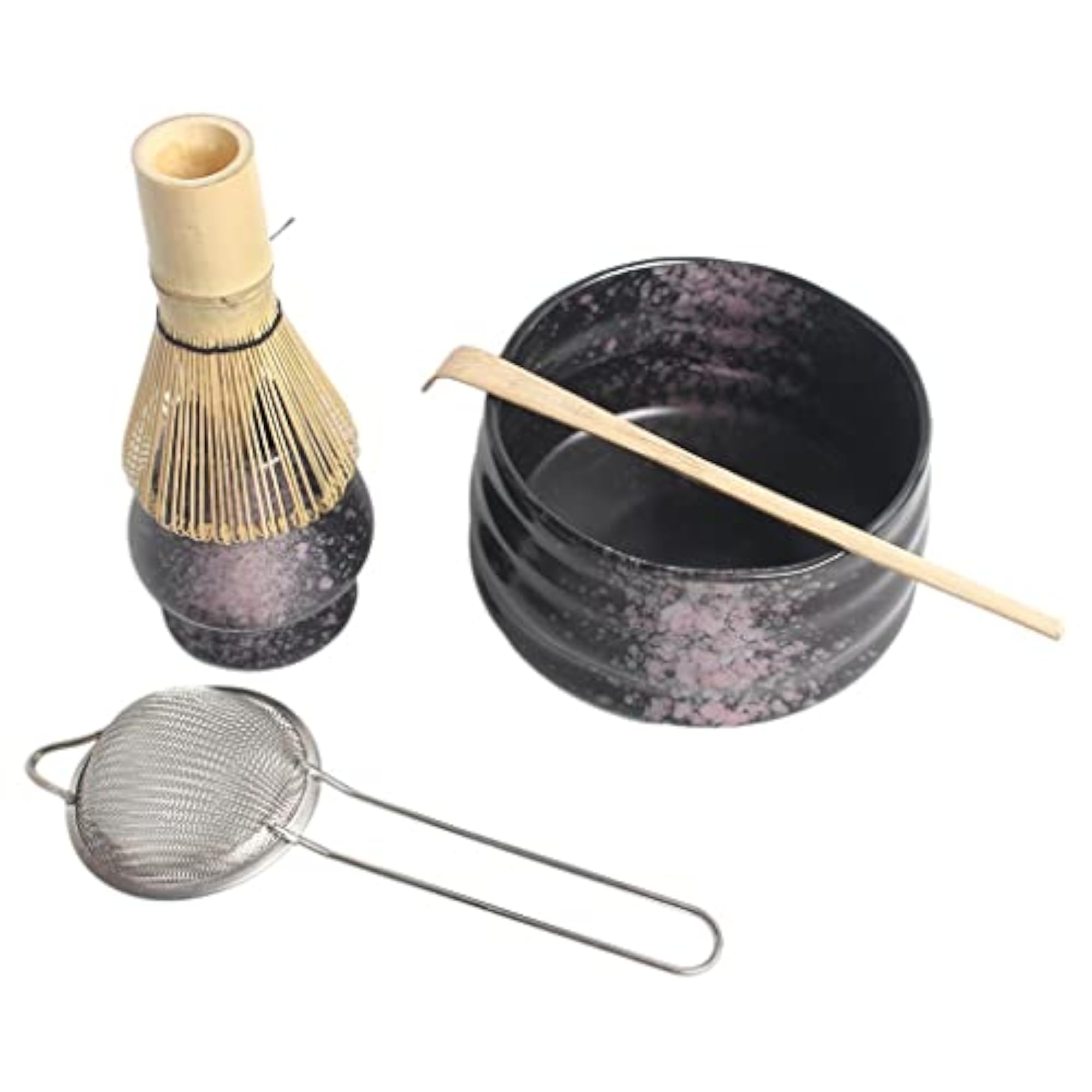 5pc Matcha Bowl and Tea Set for Beginners, Black