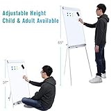 Magnetic Flip Chart Whiteboard Easel - 36 x 24 Inches Tripod Dry Erase White Board with Stand Height Adjustable by TSJ Office
