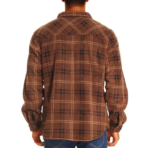 Image of HODOSPORTS Mens Flannel Shirts Jacket Fleece Sherpa Lined Heavyweight Button Down Plaid Shirts Coat Long Sleeve with Pockets