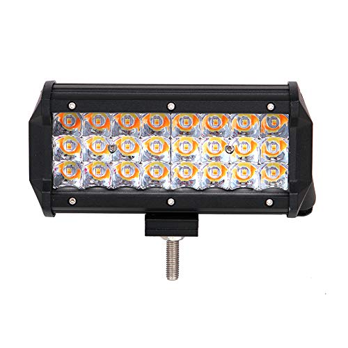 ECAHAYAKU 1Pcs led Light bar 7inch 72w spot Beam led bar White/Yellow Strobe Flashing Style 5 Functions Bumper bar Light for 4x4 Truck Snowmobile SUV ATV UTE (7inch 72W Spot Beam)