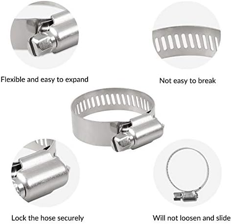YEYIT 60 Pcs Hose Clips, Jubilee Hose Clamp 7 Sizes Adjustable 6-38mm Range Hose Clamps,Stainless Steel Pipe Clips Assortment with Storage Case, for Water Pipe,Automobile Tubing