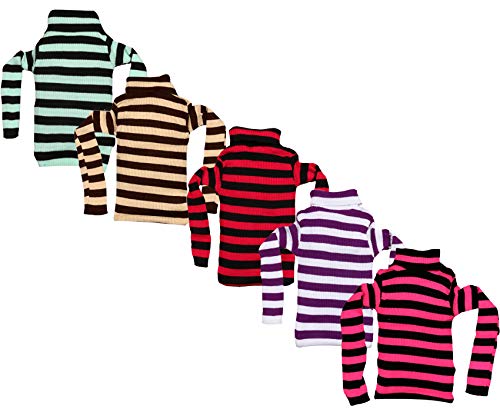 Image of IndiWeaves Girls Wollen Warm High Neck Full Sleeves T-Shirt /Inner /Skivvy for Winter Pack of 5(10110-1920212223-IW-G-P5-26 Magenta /Purple /Red /Brown /Green 6-7 Years)