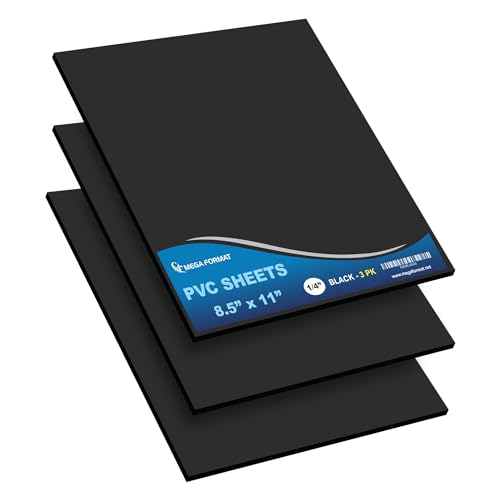 Image of Mega Format Expanded PVC Plastic Sheets - 8.5 inch X 11 inch Rigid Black Sheet for Crafts, Signage, & Displays - Sintra, Celtec PVC Board - Waterproof for Outdoors Use - 1 /4 inch 6mm Thick - 3-Pk-Black