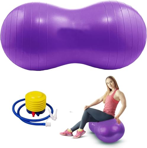 SURPZON Peanut Ball Yoga Ball Exercise Pregnancy Ball Autism Sensory Equipment for Child Training Women Men Physical Therapy Yoga Pilates Core Training with Pump