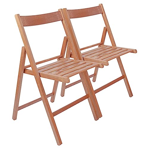 Harbour Housewares Beech Wood Folding Chairs - Walnut (Set of 2)