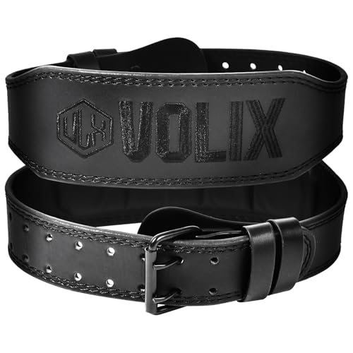 VOLIX トレーニングベルト【マイクロファイバーレザーで生地がやわらかく体にフィット】リフティングベルト パワーベルト 筋トレ (ブラック, M)
