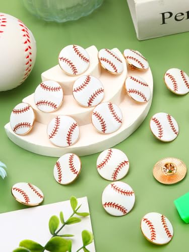 Image of JUNEBRUSHS 28pcs Baseball Enamel Pins Sports Lapel Pins for Baseball Lovers Party Birthday Themed Party Decorations Supplies Favors Backpack Hat Decor Accessories