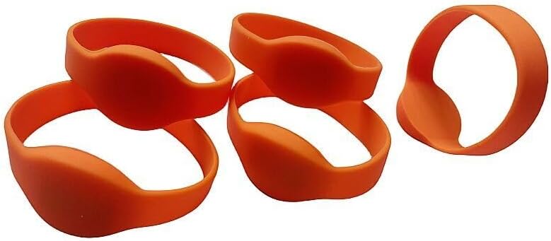 YARONGTECH -13.56MHZ ISO14443A HF 1k S50 Color Naranja NFC Silicona RFID Pulsera Paquete de 5
