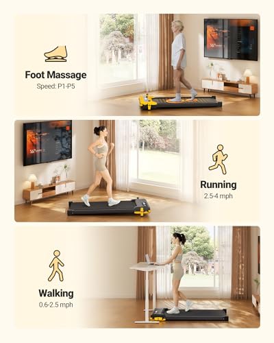 Image of THERUN Under Desk Walking Pad Treadmill with 5% /8% Incline, 2.5HP with 330 /265 LBS Weight Capacity, Ultra-Quiet Under Desk Machine with Remote & LED Display for Home & Office Use