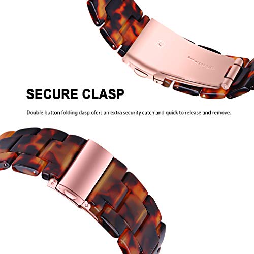 Resin Bracelet Compatible With Fitbit Versa 2 /Versa Lite/Versa Band For Women, Replacement Bracelet Strap Metal Stainless Steel Buckle For Versa 2 Smartwatch (Tortoise) #TOP2
