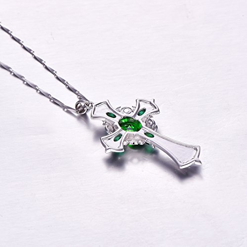 Cross Necklaces for Women, Black Finished 925 Sterling Silver Pendant Necklace Created Emerald CZ Celtic Cross Jewelry Necklace Trendy Gifts 18" Chain4