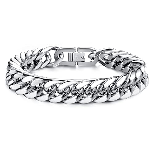 JeweBella Bracciali Uomo a Catena Grossa Robusta Bracciale Uomo Acciaio Inossidabile