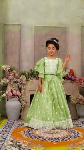Lehenga Choli for girls, Silk Lehenga Choli with Sequin Work, Embroidery, Dupatta,4