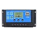 30A Solar Charge Controller, Solar Panel Charge Controller 12V 24V Dual USB Charge Regulator Intelligent, Adjustable Parameter Backlight LCD Display and Timer Setting ON/Off Hours(30A)