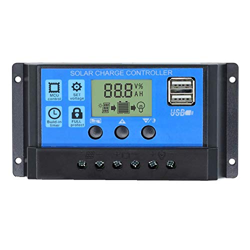 30A Solar Charge Controller 12V/ 24V Solar Panel Charge Controller Dual USB Charge Regulator Intelligent, Adjustable Parameter LCD Display and Timer Setting ON/Off Hours by Binen - Used condition - US$11.60