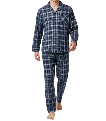Image of DAVID ARCHY Men's Pajamas Set Flannel Pjs Sets Cotton Pajamas for Men | Ultra-Soft Loungewear Sets, Classic Plaid Sleepwear for Winter, Lounge Set with Roomy Pockets, Pijamas para Hombres