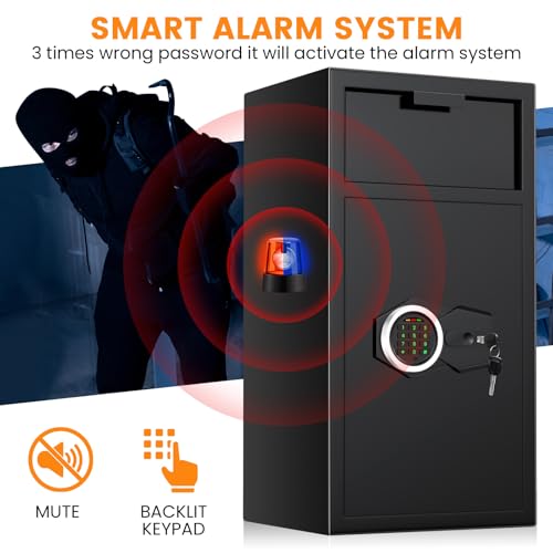 5.8 Cuft Commercial Depository Drop Safe for Business, Anti-theft Cash Safe Box with Drop Slot, Digital Combination Lock and Spare Keys, Heavy Duty Cash Drop Safes for Business Retail Bar Food Trucks thumbnail 8