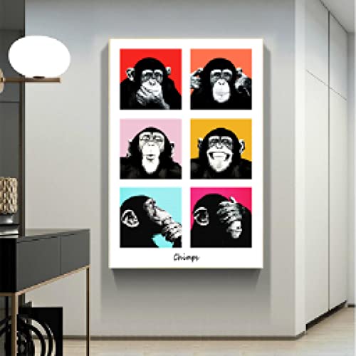 Affiches Singes Animal Moderne Décor de Toile 40x60cm Sans Cadre