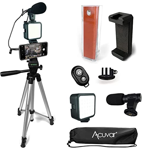 Acuvar Kit de vlogging para smartphones, iPhones, Android, tablets, DSLR, câmeras para transmissão a