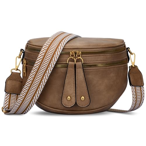 Image of KKXIU Crossbody Sling Bag for Women Trendy Fanny Pack Vegan Leather Chest Bag | Trendy