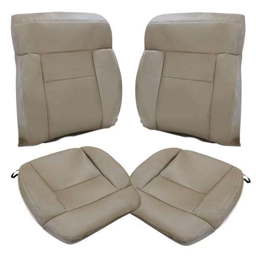 NLQR Front Driver & Passenger Bottom & Top Replacement Seat Covers Microfiber Leather Beige Tan Compatible with Ford F150 Lariat 2004 2005 2006 2007 2008