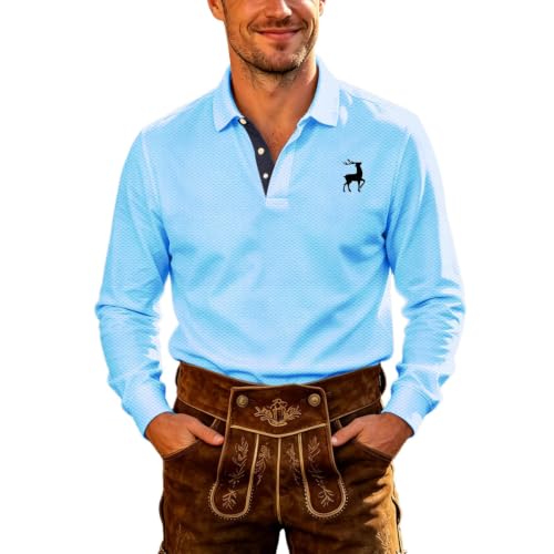 T-shirt de golf homme léger respirant polo manches longues broderie cerf
