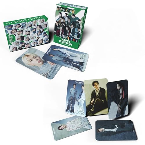 TuYines SEVENTEEN fotokartki, 55 sztuk seventeen Lomo Card, Happy Burstday Album Kartki na zdjęcia, seventeen, must-have dla fanów K-pop (zielone)