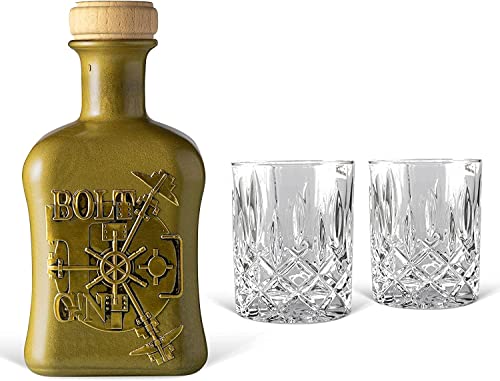 Gin Geschenkset Bolt G!N (0,5 l) mit 2 Nachtmann Tumblergläsern in antiker Kiste - Maison Privée - Image 3